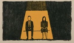 A man and a woman sitting in a golden light 