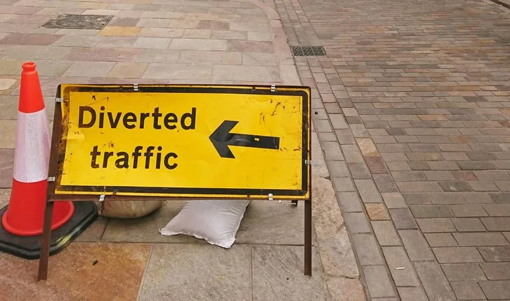 diverted traffic sign 