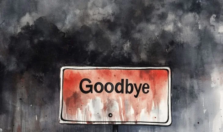 A sign that says goodbye
