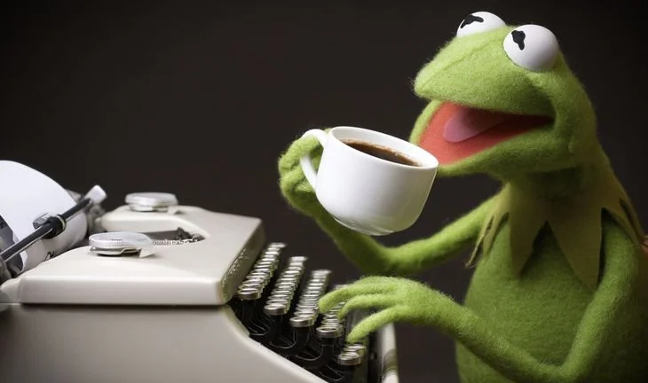 kermit drinking coffee